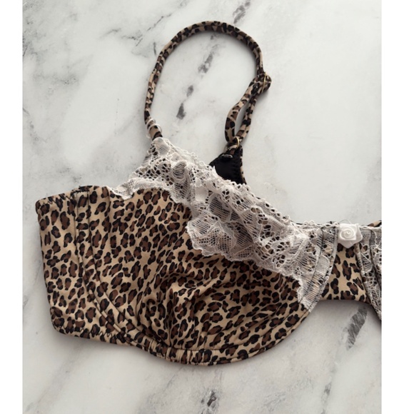 Frankies Bikinis Leopard & Lace Underwire Morning Top Swim Bikini Top XL - Picture 2 of 6